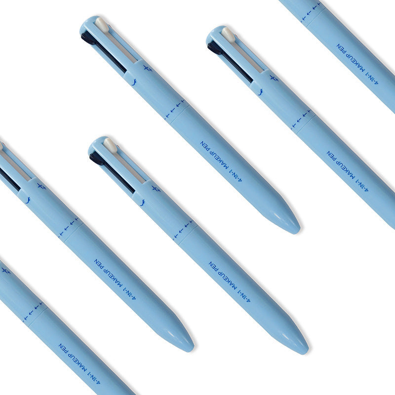 Four-in-one Cosmetic Brush Four-color Lip Liner Highlight Eyeliner Eyebrow Pencil